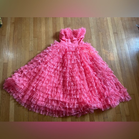 50s Vintage Hot Pink Tulle and Lace Cupcake Dress with Shelf Bust - Picture 6 of 16